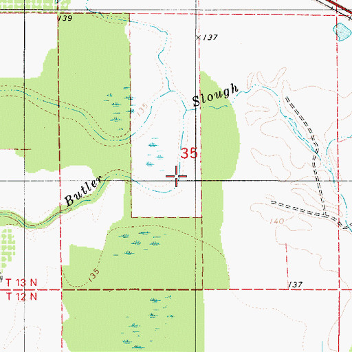 Topographic Map of Butler Slough, LA