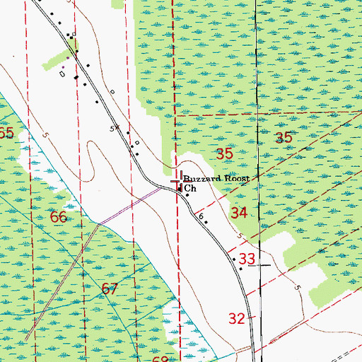 Topographic Map of Buzzard Roost Church, LA
