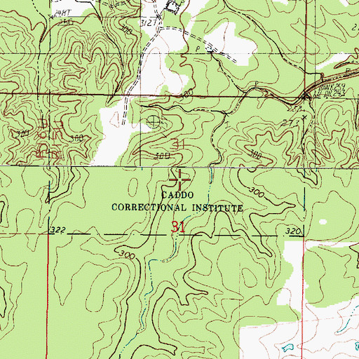 Topographic Map of Caddo Correctional Institute, LA