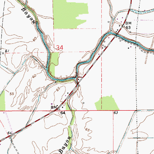 Topographic Map of Calahan Bayou, LA