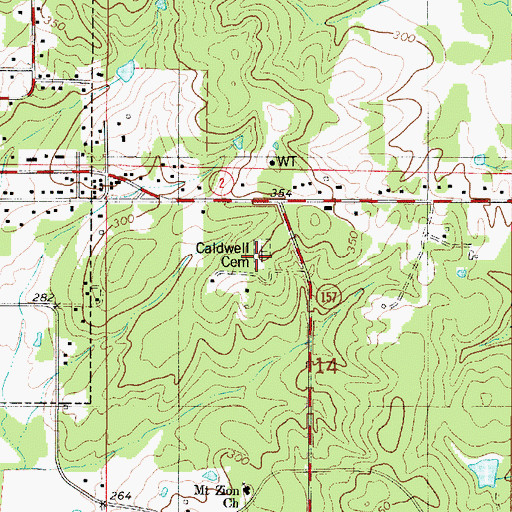 Topographic Map of Caldwell Cemetery, LA