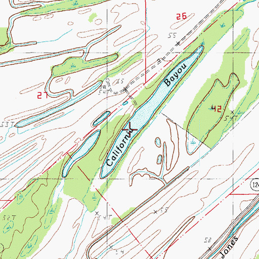 Topographic Map of California Bayou, LA