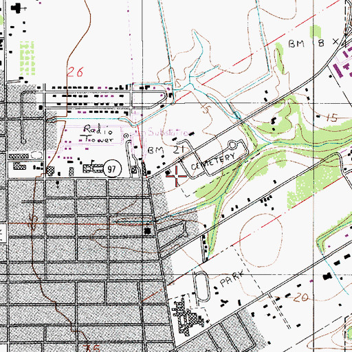 Topographic Map of Calvary Cemetery, LA