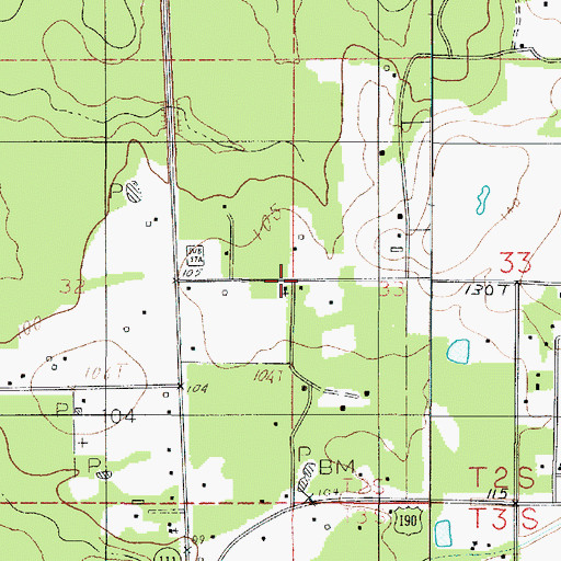 Topographic Map of Calvary Church, LA