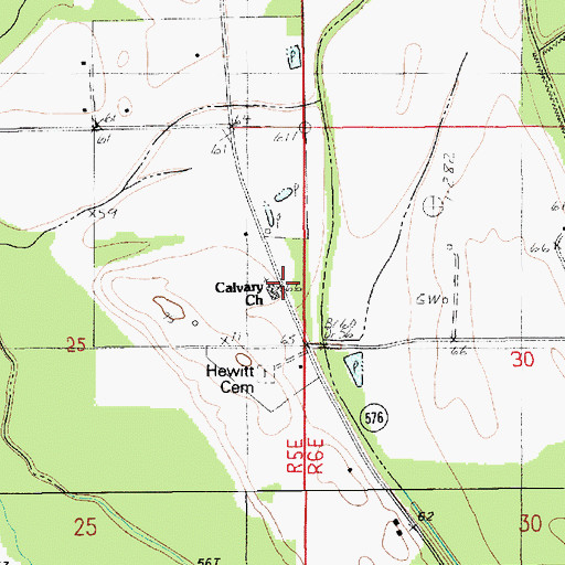 Topographic Map of Calvary Church, LA