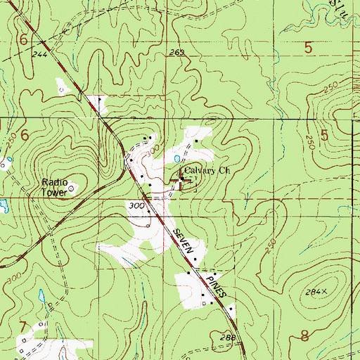 Topographic Map of Calvary Church, LA