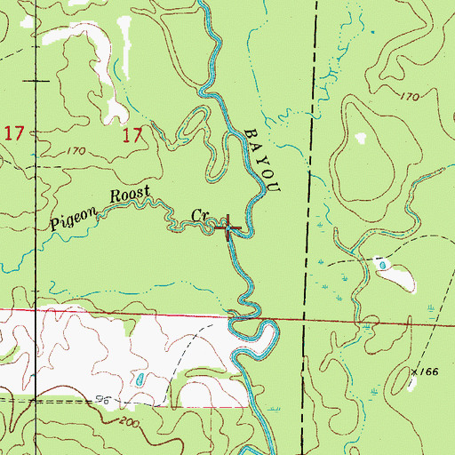 Topographic Map of Pigeon Roost Creek, AR