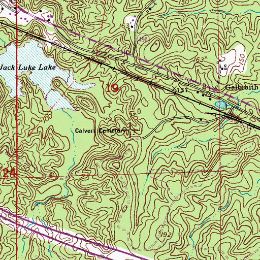 Topographic Map of Calvert Cemetery, LA