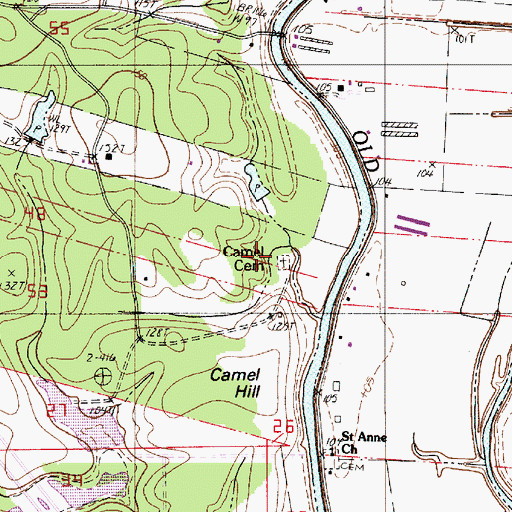 Topographic Map of Camel Cemetery, LA