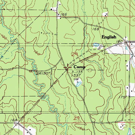 Topographic Map of Camp, LA