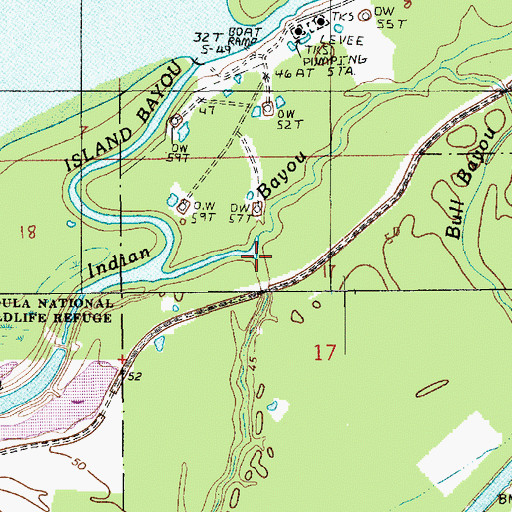 Topographic Map of Camp Bayou, LA