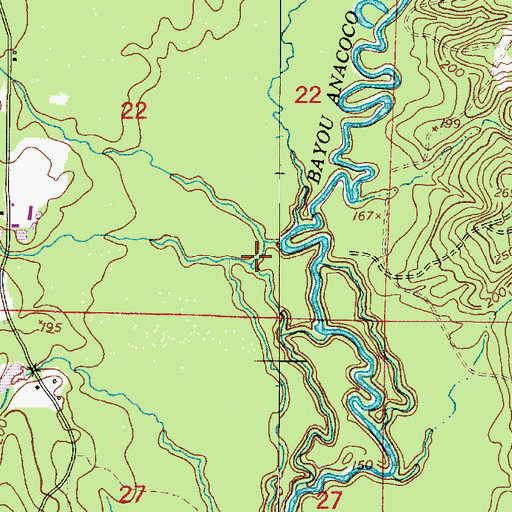 Topographic Map of Camp Branch, LA