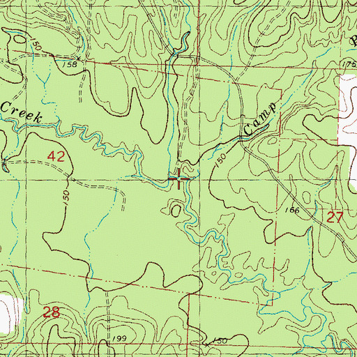 Topographic Map of Camp Branch, LA
