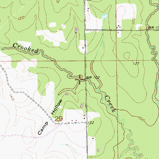 Topographic Map of Camp Hollow, LA