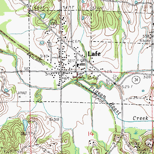 Topographic Map of Pigeon Roost Creek, AR