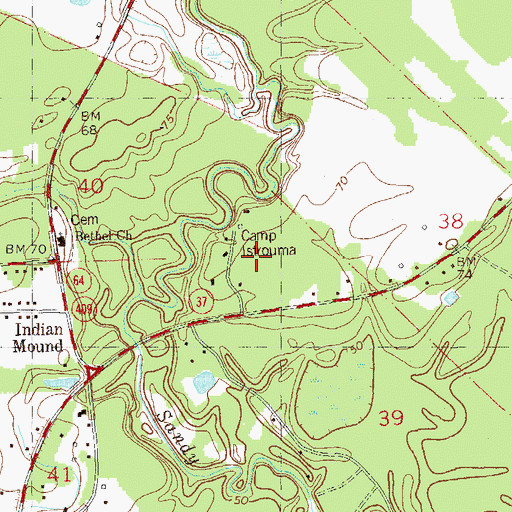 Topographic Map of Camp Istrouma, LA