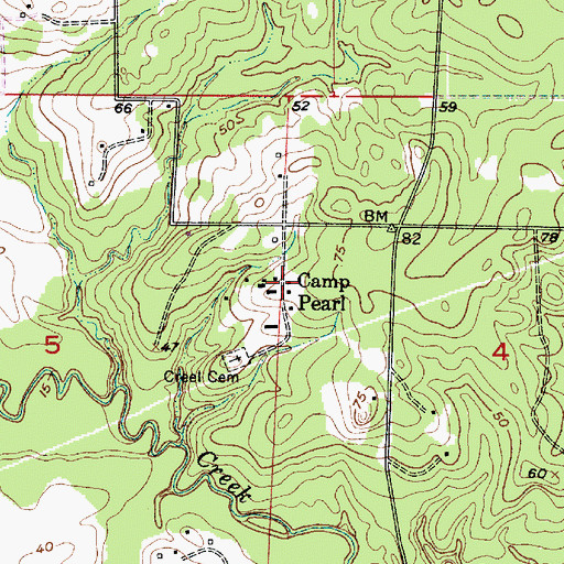Topographic Map of Camp Pearl, LA