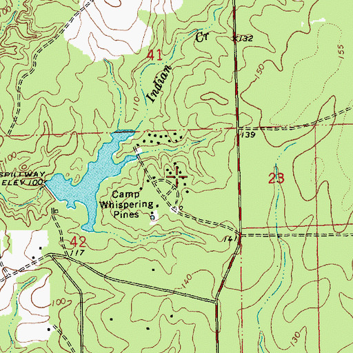 Topographic Map of Camp Whispering Pines, LA