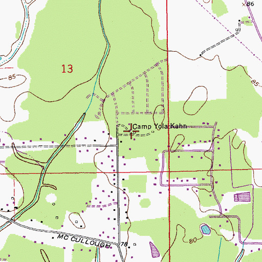 Topographic Map of Camp Yola Kahn, LA