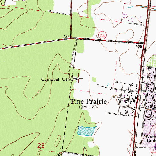 Topographic Map of Campbell Cemetery, LA
