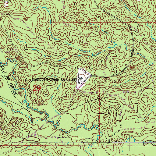 Topographic Map of Campbell Creek Cemetery, LA