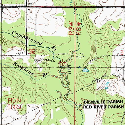 Topographic Map of Campground Branch, LA