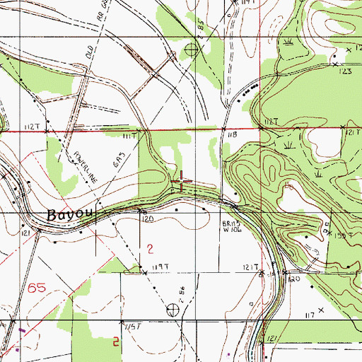 Topographic Map of Campti Bayou, LA