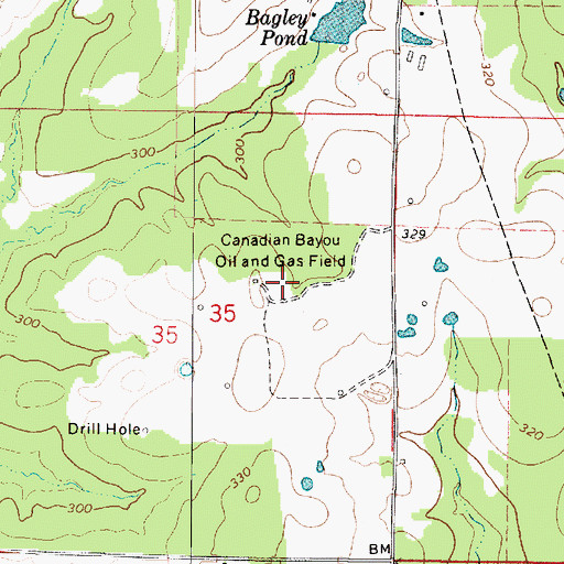 Topographic Map of Canadian Bayou Oil and Gas Field, LA