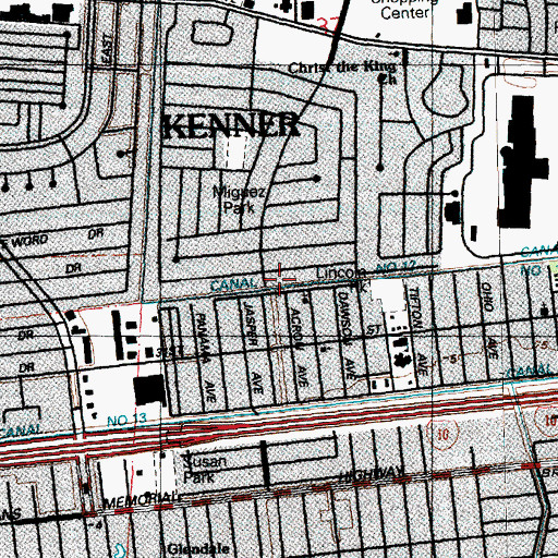 Topographic Map of Canal Number Twelve, LA