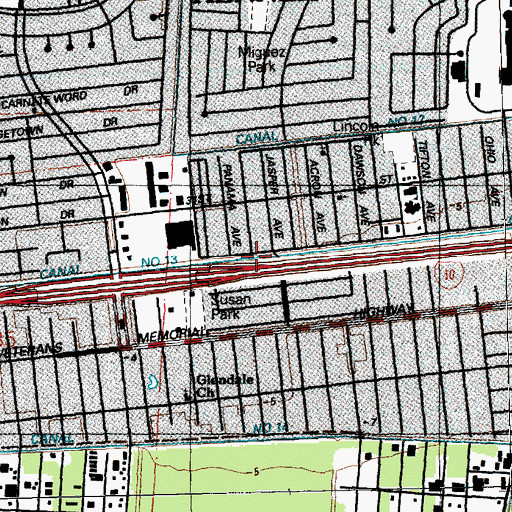 Topographic Map of Canal Number Thirteen, LA