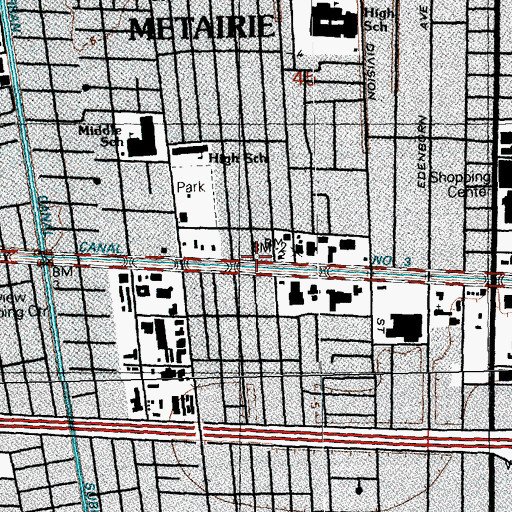 Topographic Map of Canal Number Three, LA