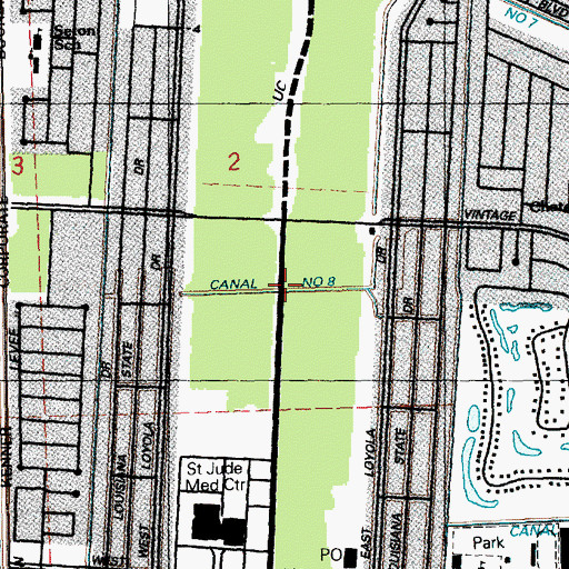 Topographic Map of Canal Number Eight, LA