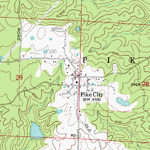 Topographic Map of Pike City, AR