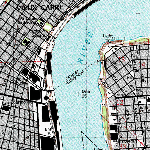 Topographic Map of Canal Street Algiers Ferry, LA