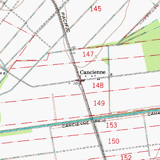 Topographic Map of Cancienne, LA
