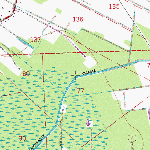 Topographic Map of Cancienne Canal, LA