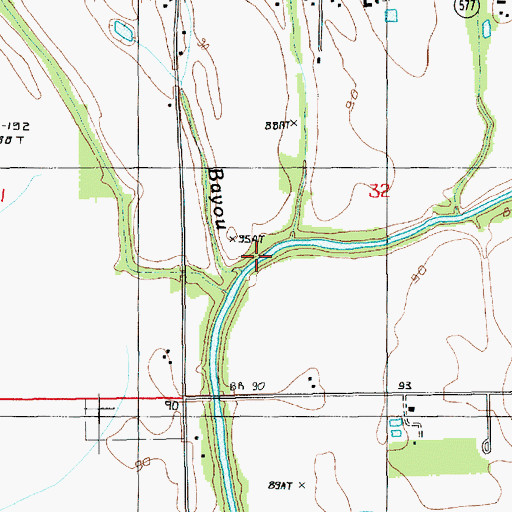 Topographic Map of Cane Bayou, LA