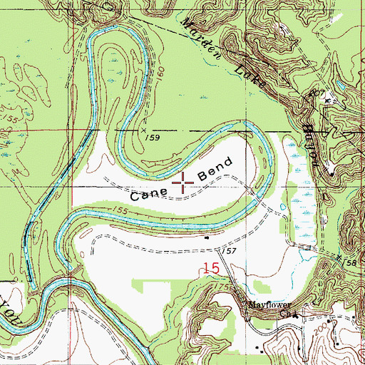 Topographic Map of Cane Bend, LA