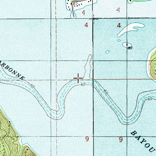 Topographic Map of Cane Creek, LA