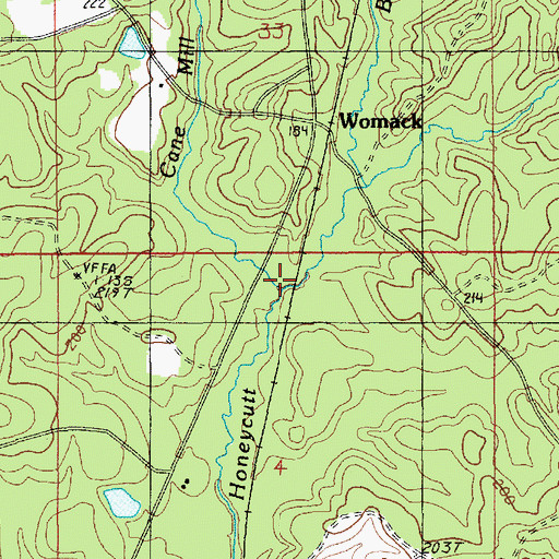 Topographic Map of Cane Mill Branch, LA