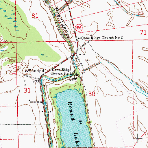 Topographic Map of Cane Ridge Church Number 1, LA