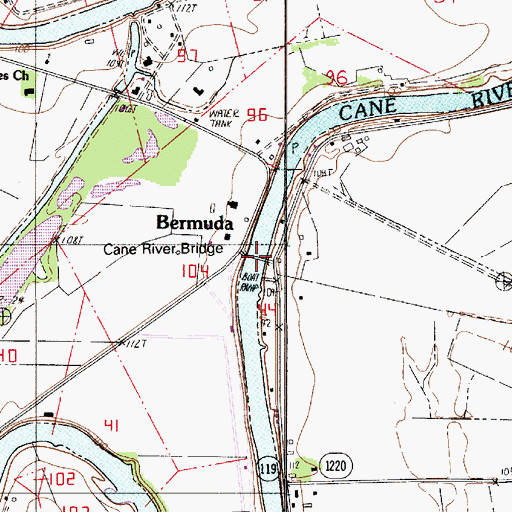 Topographic Map of Cane River Bridge, LA