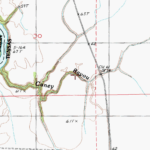 Topographic Map of Caney Bayou, LA