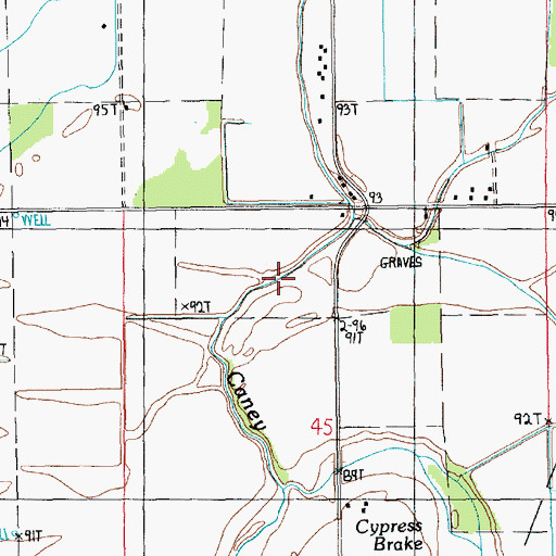 Topographic Map of Caney Bayou, LA