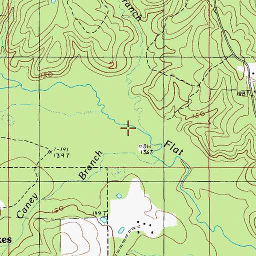 Topographic Map of Caney Branch, LA