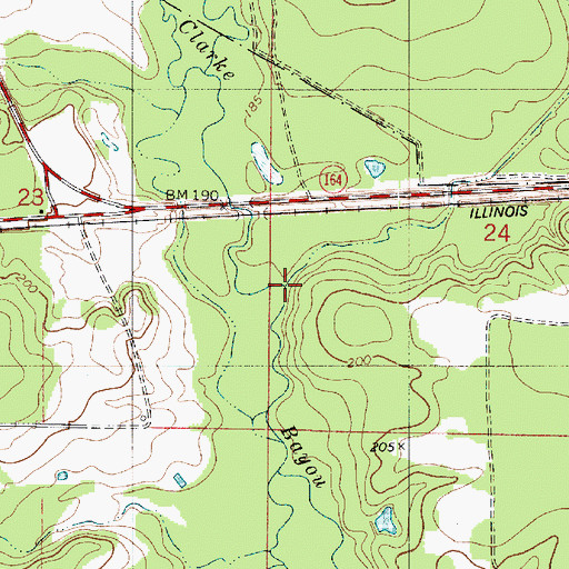 Topographic Map of Caney Branch, LA
