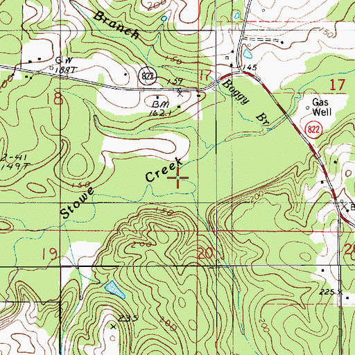 Topographic Map of Caney Branch, LA