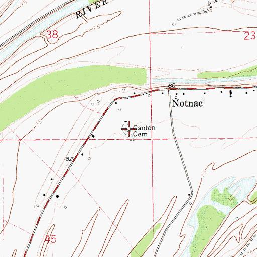 Topographic Map of Canton Cemetery, LA