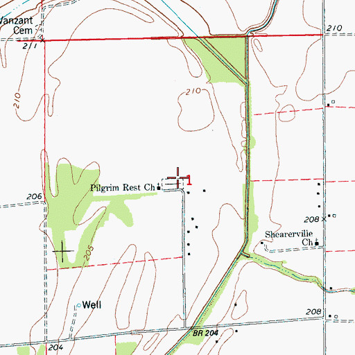 Topographic Map of Pilgrim Rest Cemetery, AR