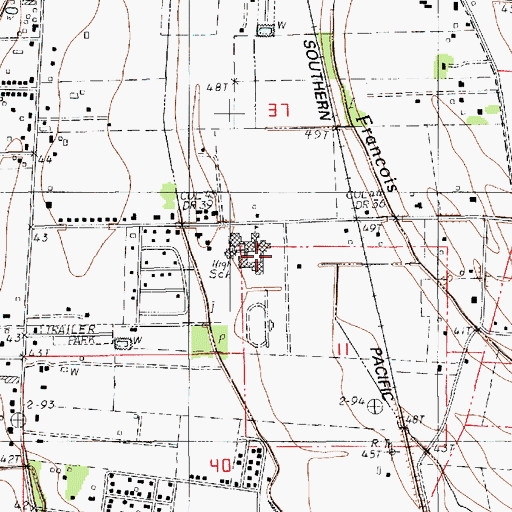 Topographic Map of Carencro High School, LA